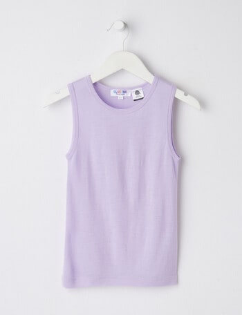 Blue Ink Merino Unisex Singlet, Soft Lilac, 3-7 product photo