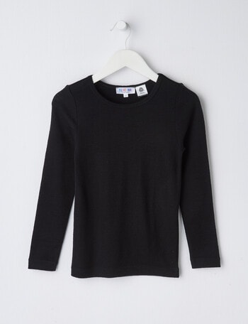 Blue Ink Merino Unisex Long Sleeve Top, Black, 3-7 product photo