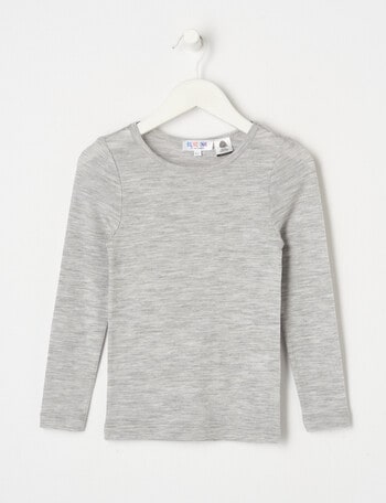 Blue Ink Merino Unisex Long Sleeve Top, Grey Marle, 8-14 product photo