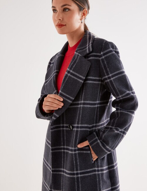 Oliver Black Check Coat, Charcoal - Womens Clearance