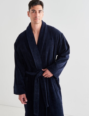 Mazzoni Cotton Velour Robe, Navy product photo