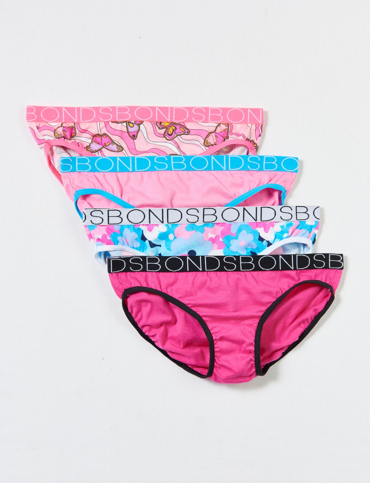 Bonds Girls Hot Wheels 4 Pack Bikini Briefs Underwear sizes 2 3 4 6 8 10  Multi
