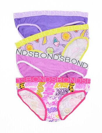 Bonds Girls Bikini Briefs 4 Pack - Multi