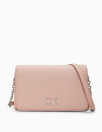 Calvin Klein Re-lock Shoulder Bag With Flap, Cafe au Lait - Handbags