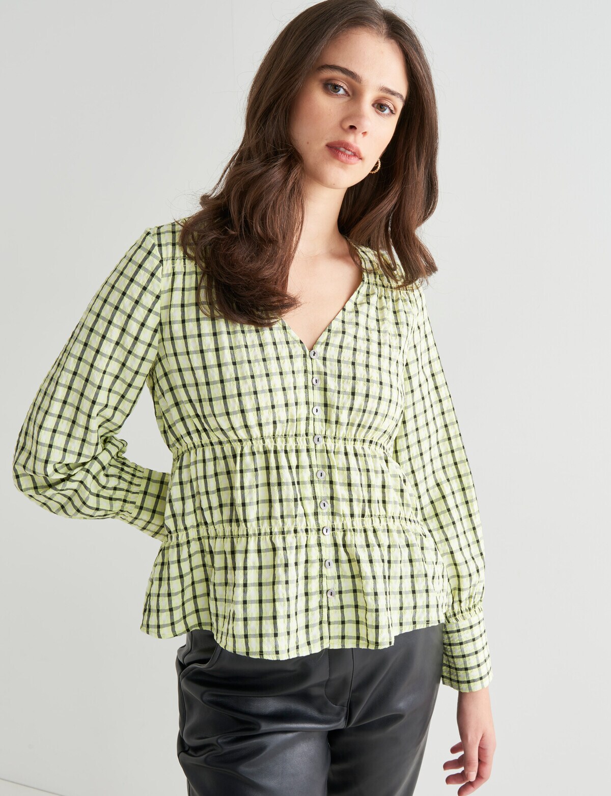 Mineral Cosette Check Blouse, Bitter Check - Womens Clearance