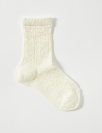 Columbine Texture Merino Crew Sock, Cream product photo