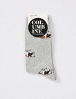 Columbine Dog Cotton Crew Sock, Light Grey product photo View 02 S