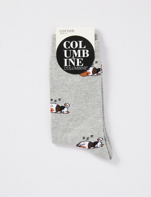 Columbine Dog Cotton Crew Sock, Light Grey product photo View 02 L