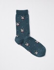 Columbine Dog Stargazer Cotton Crew Sock, Teal product photo