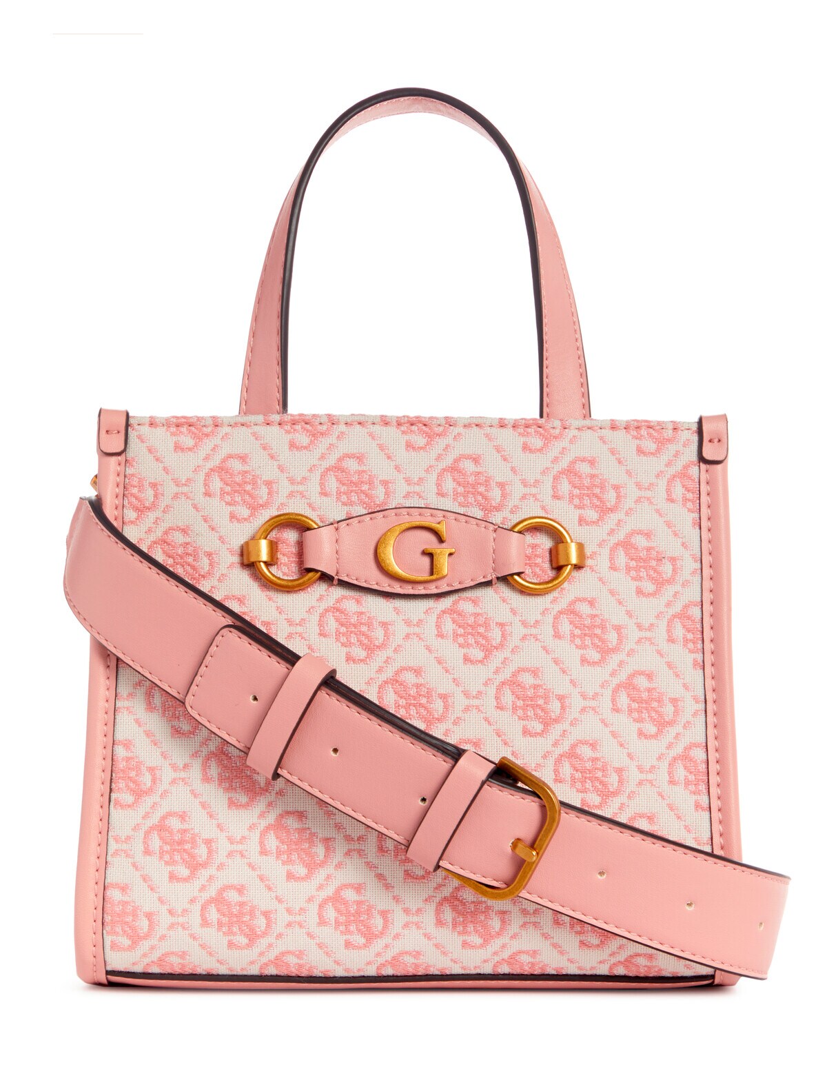 Guess Izzy 2-Compartment Mini Tote Bag, Salmon Logo - Handbags