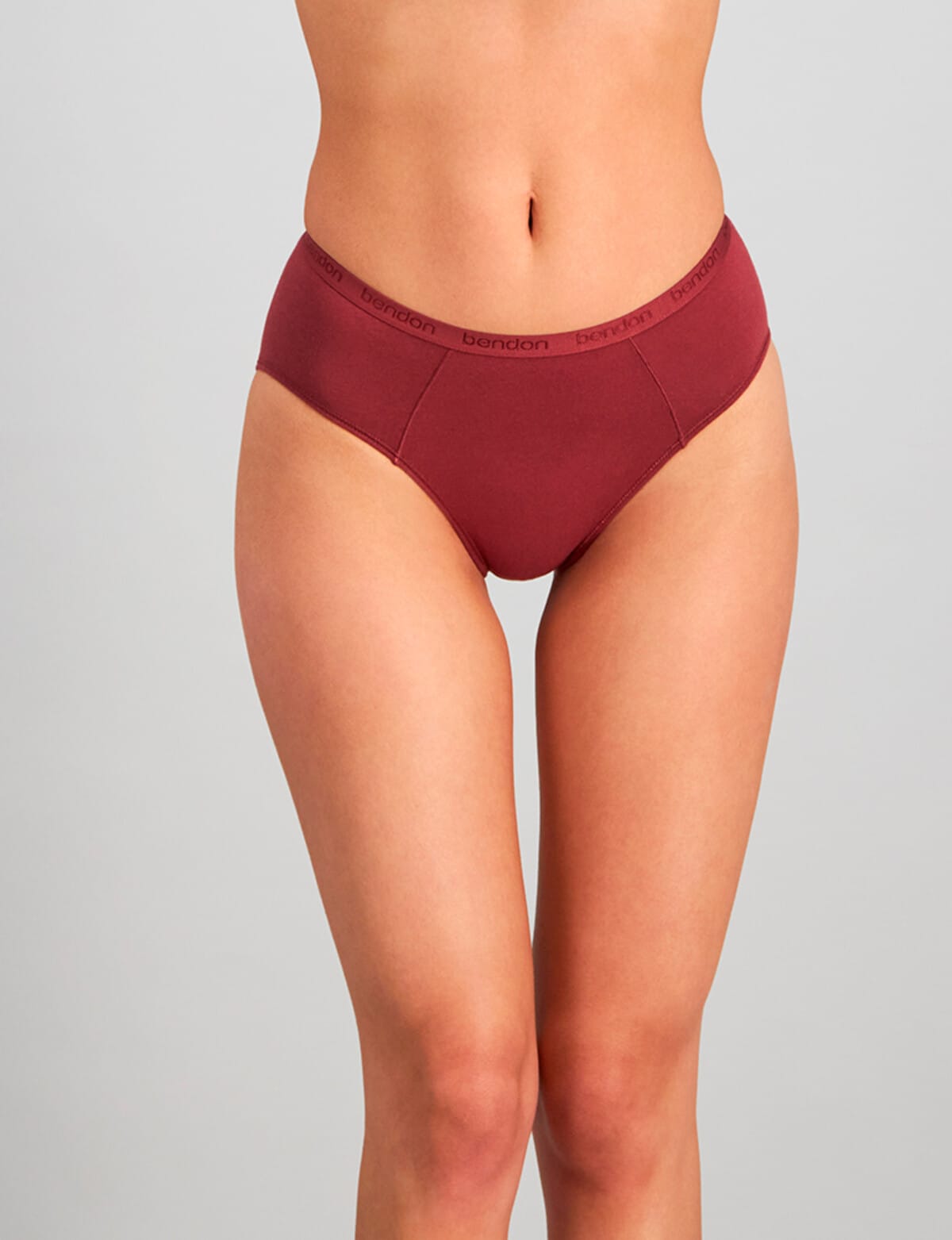 Bendon Women's Body Cotton High Cut Briefs 2-Pack - Oxblood Red/Pearl Blush