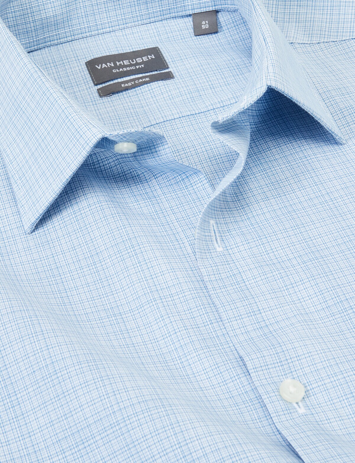 Van Heusen Micro Check Long Sleeve Classic Shirt, Blue - Formal Shirts