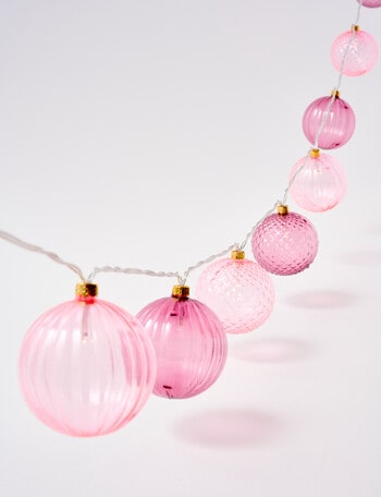 Christmas Shop LED Bauble String Lights, AA Battery, Pink product photo