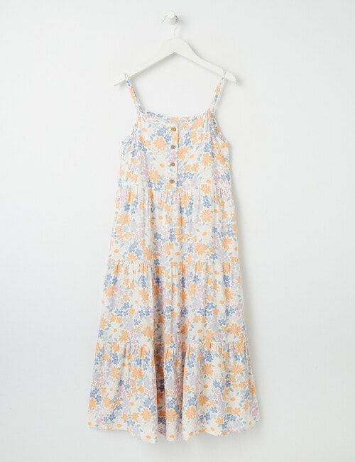 Switch Floral Tiered Maxi Dress, White - Dresses