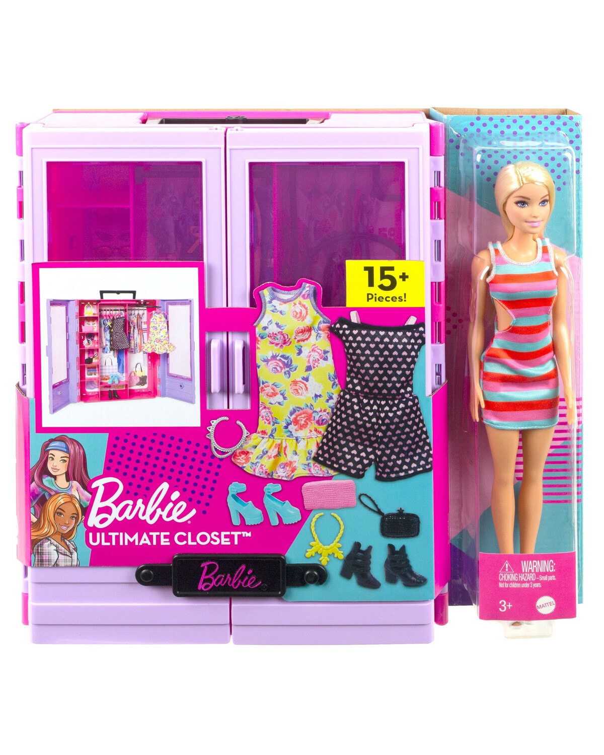 Barbie Doll And Dream Closet Set With Clothes And Accessories