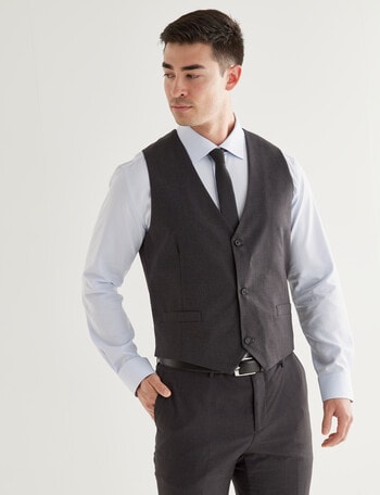 Laidlaw + Leeds Tailored Mini Check Vest, Charcoal product photo