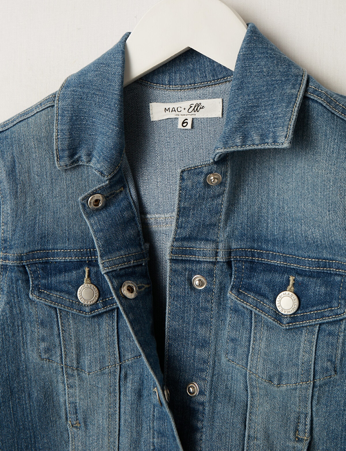 Mac & Ellie Stretch Denim Jacket, Mid Blue - Hoodies & Jackets