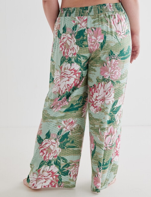 Studio Curve Sleep Lotus Shirred Waist Pant, Mint - Sleepwear & Robes