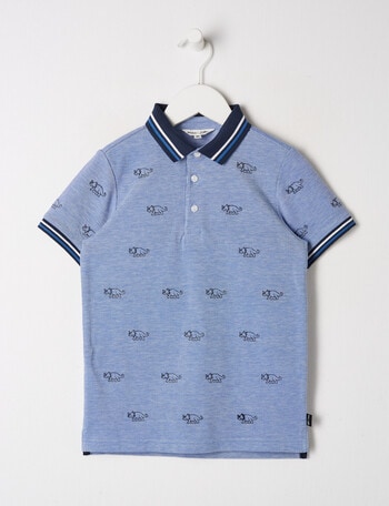 Mac & Ellie Short Sleeve Polo Dinosaur Shirt, Blue product photo