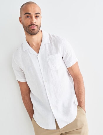 Gasoline Linen Cuban Resort Shirt, White - Casual Shirts