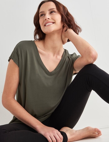 Bodycode Boxy V-Neck Tee, Khaki product photo