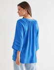 Whistle V-Neck Pop Over Top, Azure product photo View 02 S