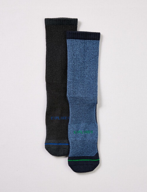 Bonds Everyday Tough Crew Socks, 2-Pack, Blue & Charcoal - Socks