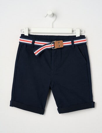 Mac & Ellie Belted Woven Chino Short, Navy product photo