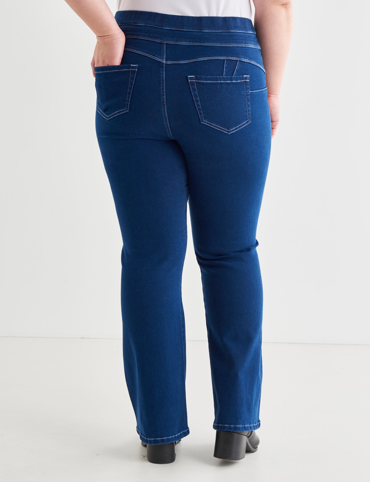 Denim Republic Curve Pull on Bootleg Jean, Dark Wash - Jeans, Pants & Shorts