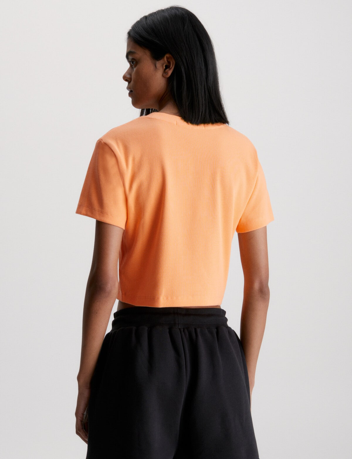 Calvin Klein Women’s Performance Split-Back T-Shirt Tops, Orange,  Large 