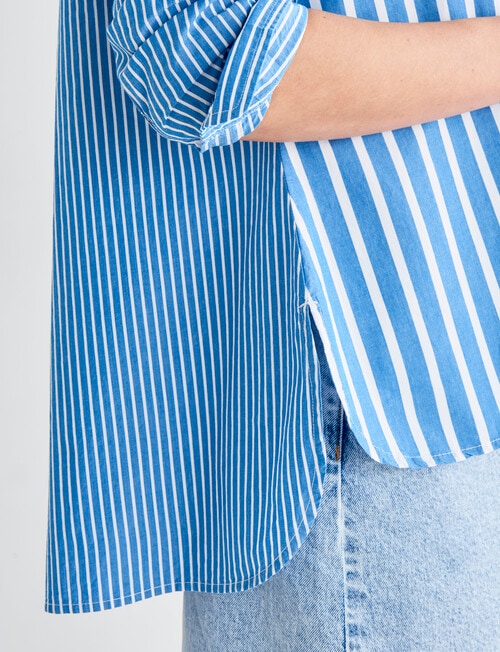 Zest Stripe Poplin Shirt, Blue - Tops