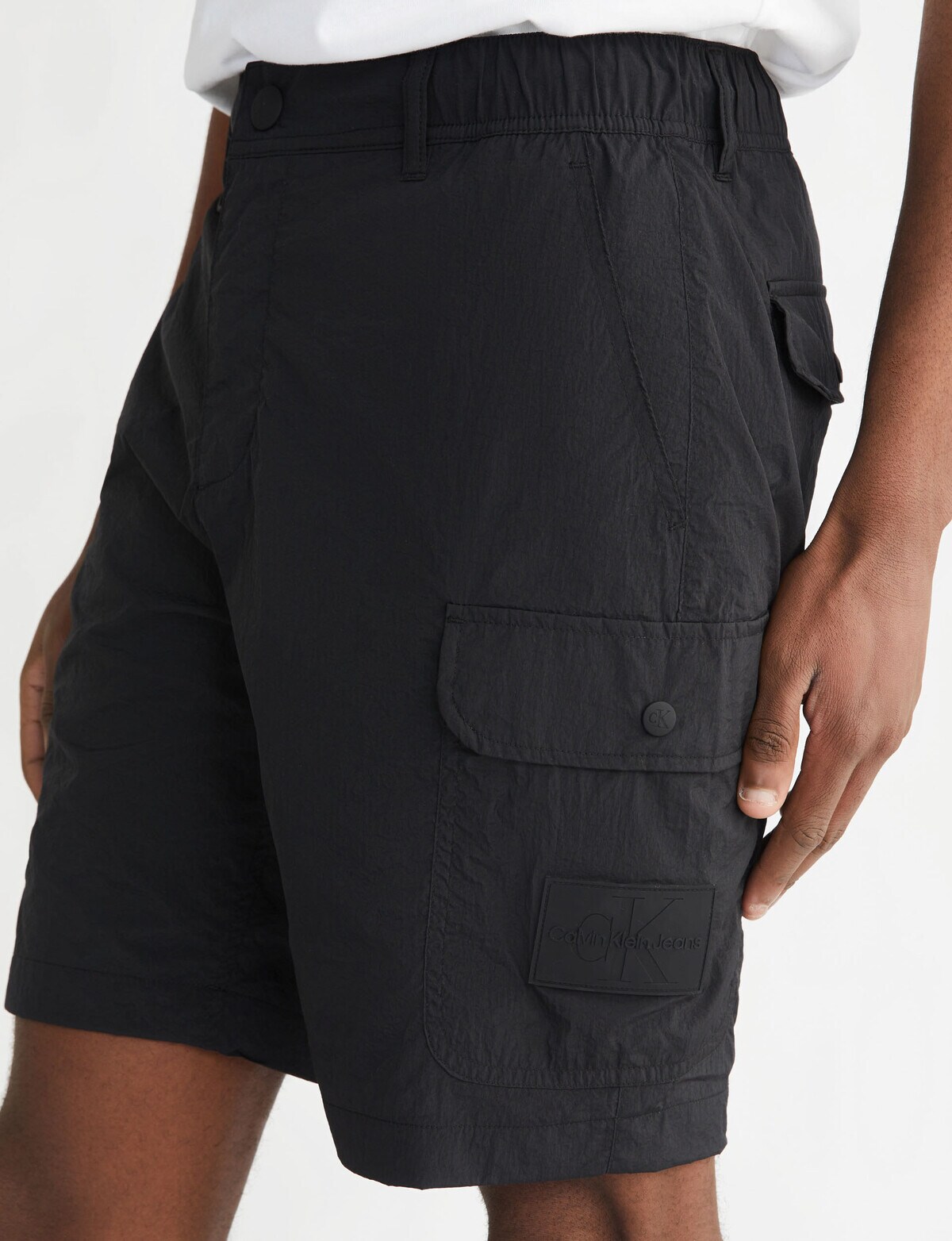 Calvin Klein Nylon Lightweight Cargo Short, Black - Shorts