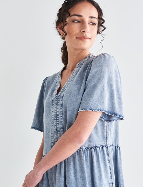 Zest Chambray Tiered Dress, Blue - Dresses