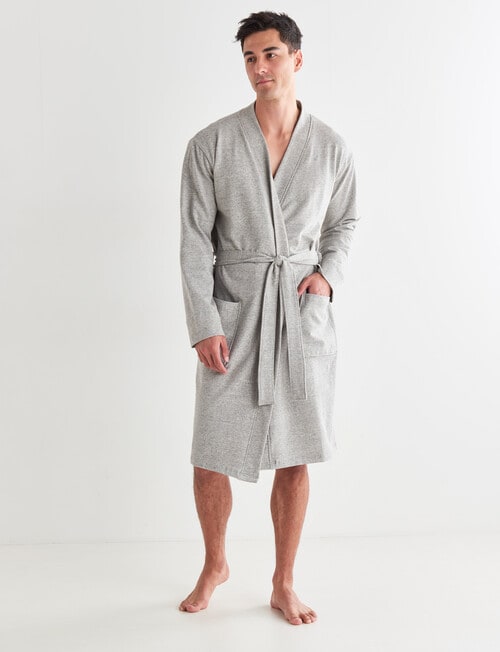 Mazzoni Cotton Rich Knit Robe, Grey Marle - Robes