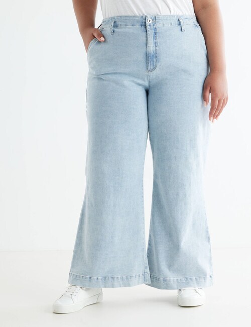 Denim Republic Curve Denim 70's Flare Jean, Light Wash - Jeans