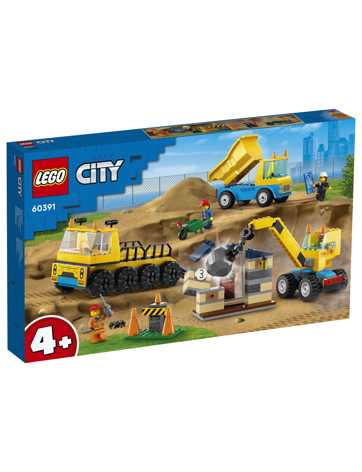 LEGO City Construction Trucks and Wrecking Ball Crane, 60391