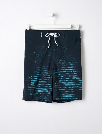 Wavetribe Splotch Stripe Boardshort, Charcoal - Swimwear