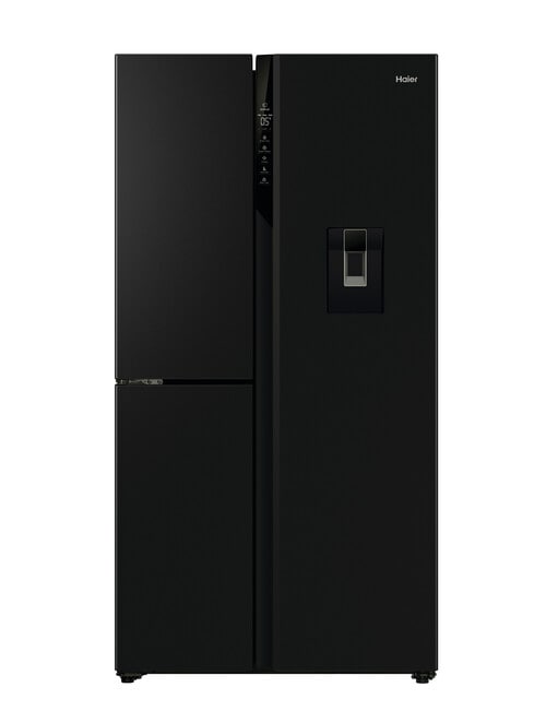 Haier 575L Three-Door Side by Side Fridge Freezer with Water Dispenser Black HRF575XHC