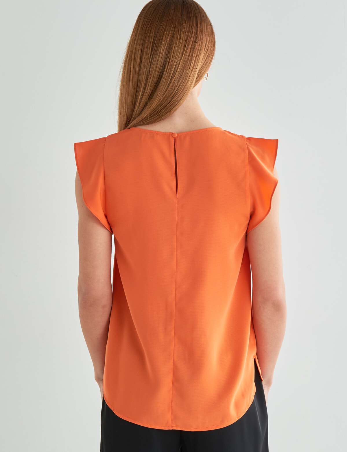 Oliver Black Short Sleeve V-Neck Shell Top, Orange - Womens Red Dot