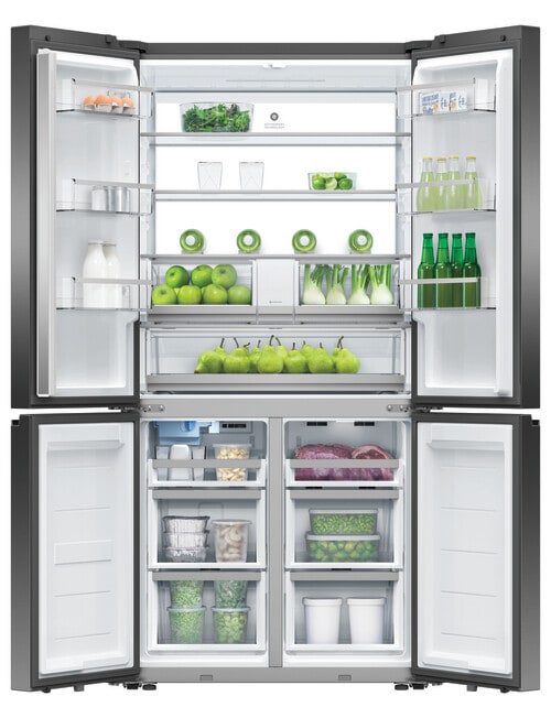 Fisher & Paykel 690L Quad Door Fridge Freezer with Ice & Water, Black Stainless, RF730QNUVB1 product photo View 03 L