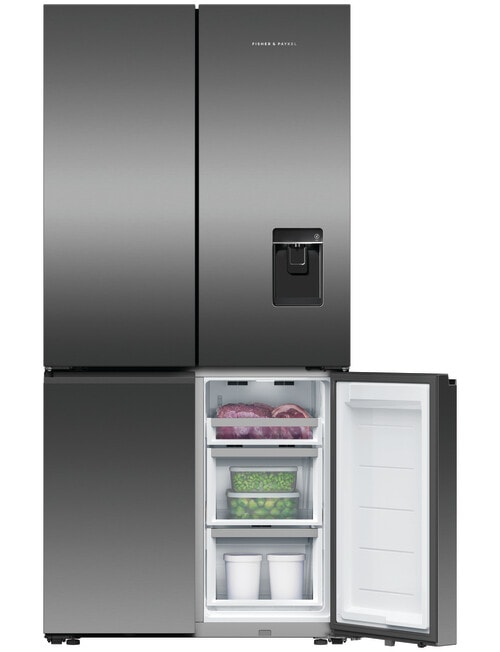 Fisher & Paykel 690L Quad Door Fridge Freezer with Ice & Water, Black Stainless, RF730QNUVB1 product photo View 04 L