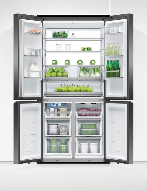 Fisher & Paykel 690L Quad Door Fridge Freezer with Ice & Water, Black Stainless, RF730QNUVB1 product photo View 06 L