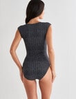 Zest Resort Knot Front Swimsuit, Black & White product photo View 02 S
