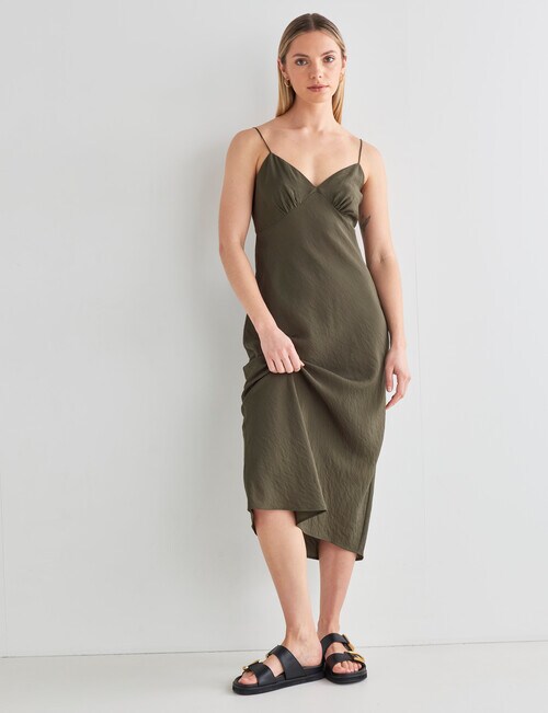 Mineral Everyday Slip Dress, Olive - Dresses