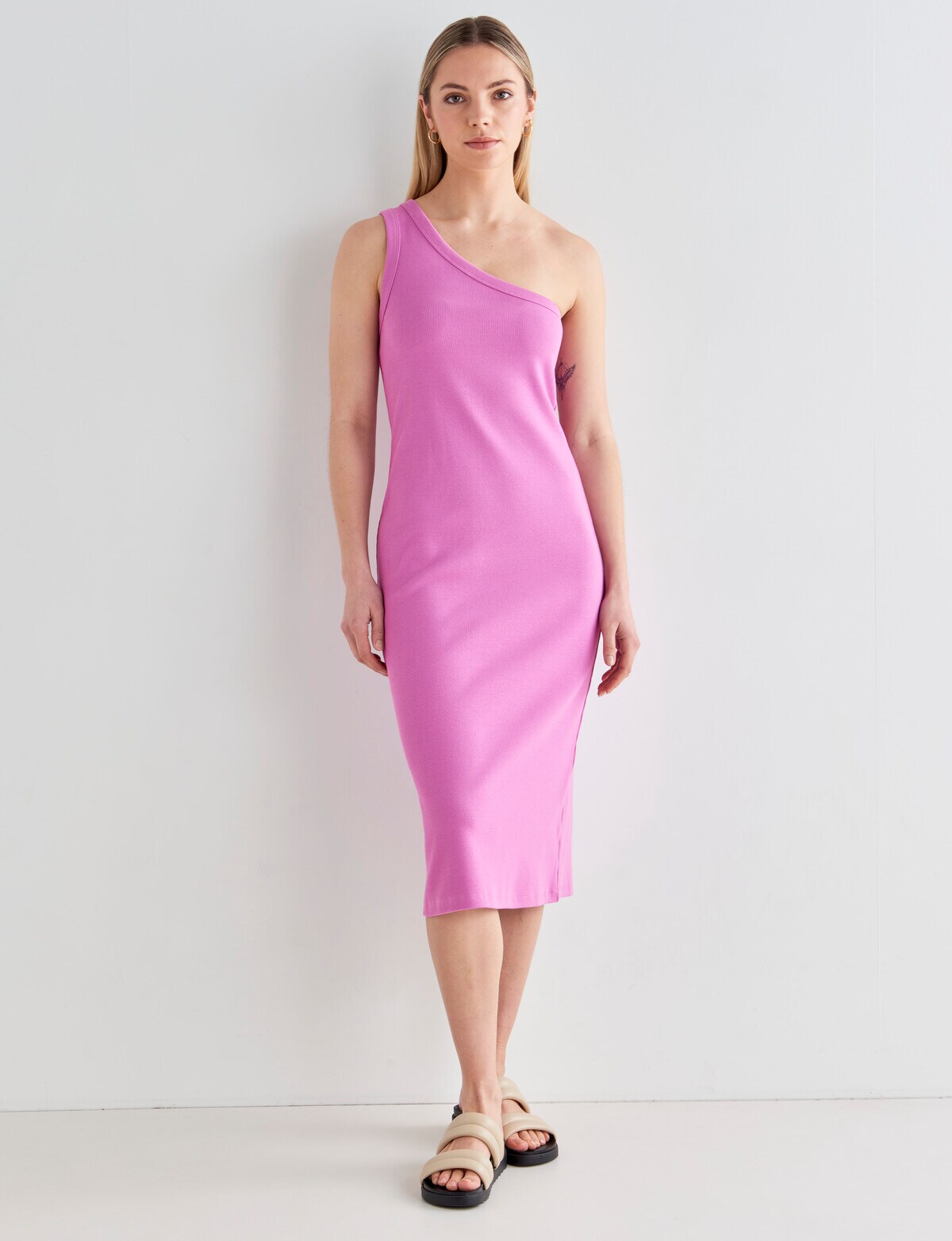 Hold Your Attention Lilac One-Shoulder Sleeveless Midi Dress
