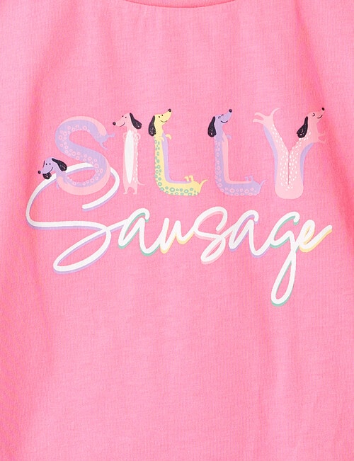 Sleep Mode Silly Sausage Dog Knit PJ Set, Candy, 2-8 product photo View 02 L