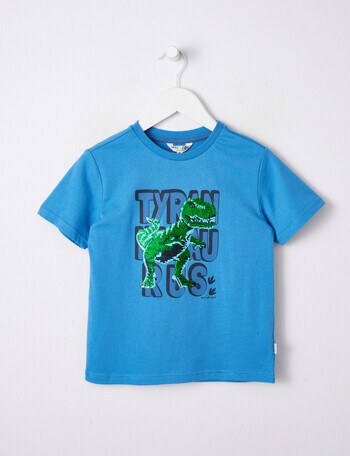 Mac & Ellie Dino Flip Sequin Short Sleeve Tee, Ocean - T-Shirts & Shirts