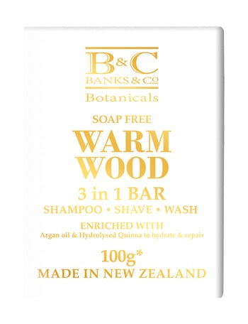 Banks & Co Warm Wood 3-in-1 Shampoo Bar, 100g product photo