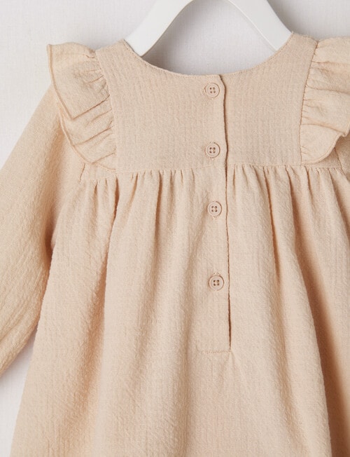 Teeny Weeny Tabitha Mouse Frilled Waffle Cotton Dress, Beige product photo View 02 L