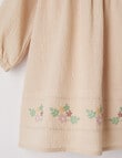Teeny Weeny Tabitha Mouse Frilled Waffle Cotton Dress, Beige product photo View 04 S